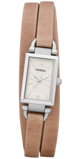 Uhrenarmband Fossil JR1370 Leder Beige 12mm